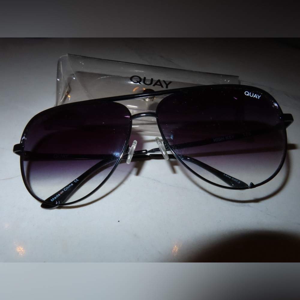Quay Australia Black and Purple Aviator Sunglasses High Key